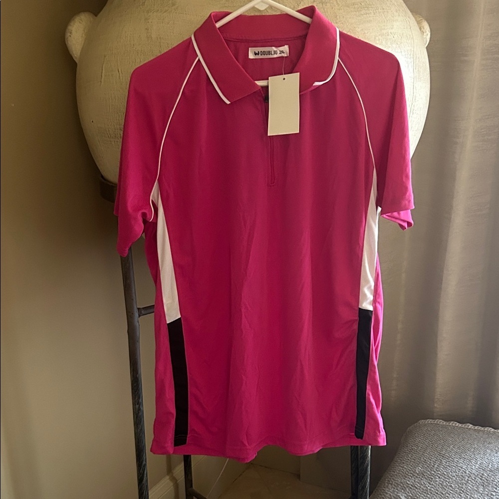 Doublju Vibrant Pink Polo Shirt